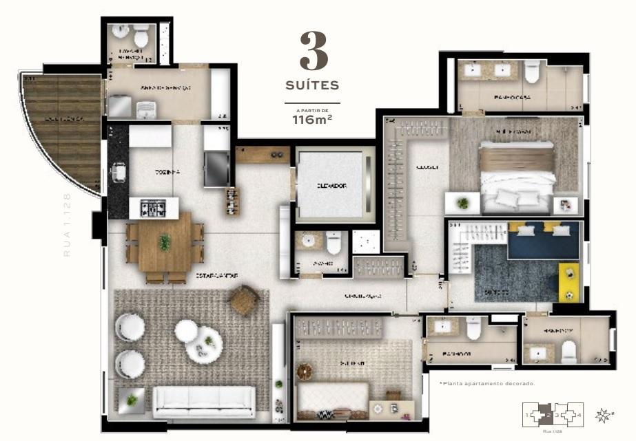 Planta de 116m²